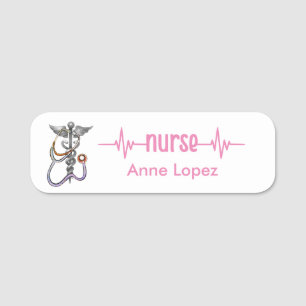 Registered Nurse RN Badge Black and Pink Modern