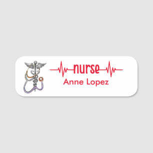 Registered Nurse RN Badge Black and Pink Modern