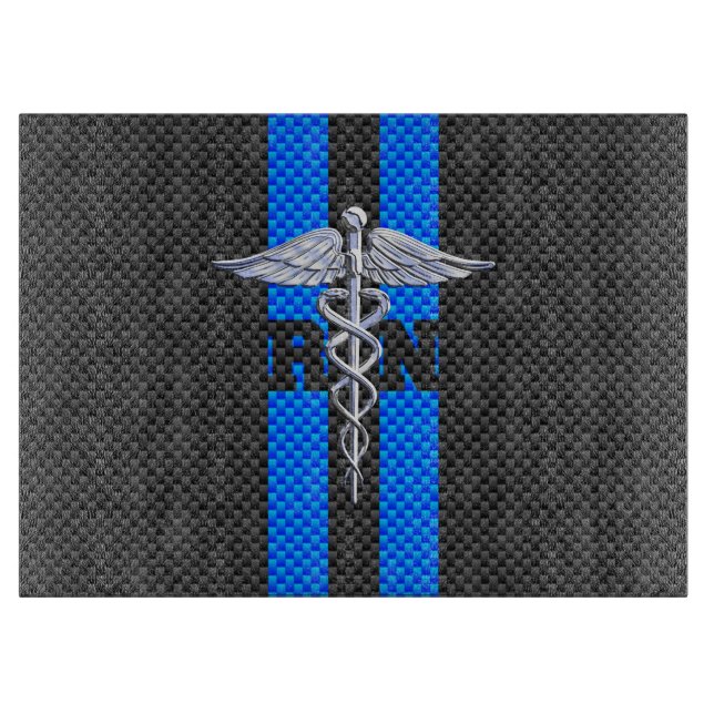 Registered Nurse RN Caduceus Carbon Fibre Print Cutting Board (Front)