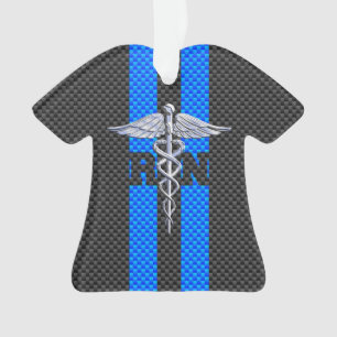 Registered Nurse RN Caduceus Carbon Fibre Print Ornament