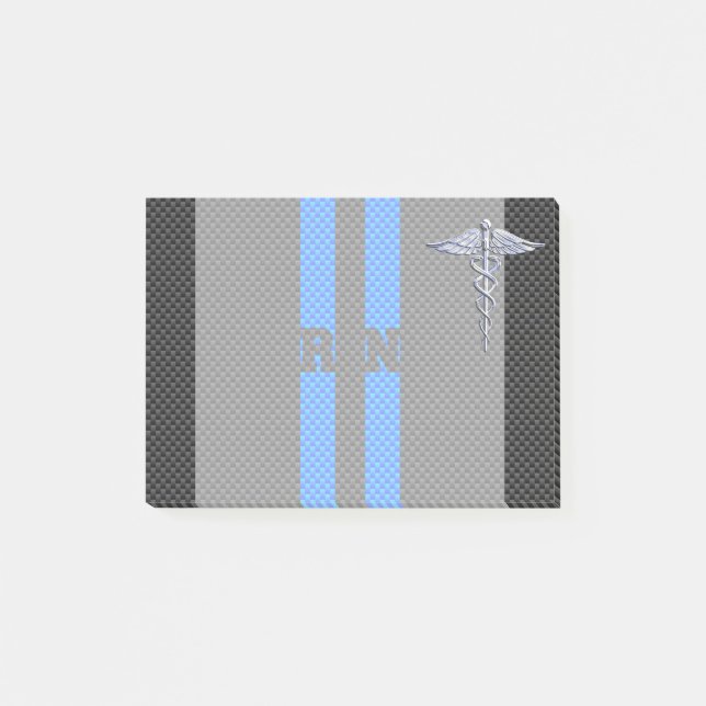 Registered Nurse RN Caduceus Carbon Fibre Style Post-it Notes (Front)