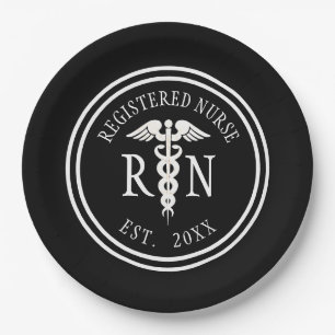 Registered Nurse RN Caduceus Graduation Party Paper Plate
