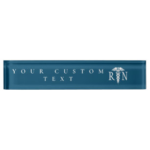 Registered Nurse RN Caduceus Medical Blue Modern Nameplate
