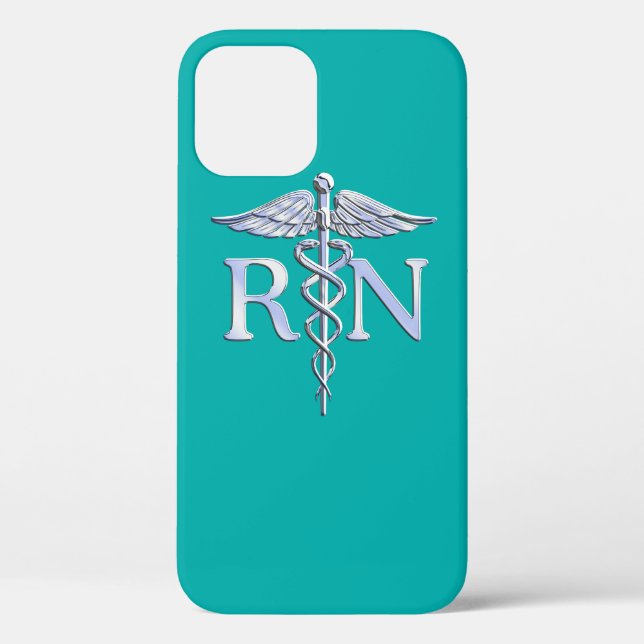 Registered Nurse RN Caduceus on Accent Turquoise Case-Mate iPhone Case (Back)
