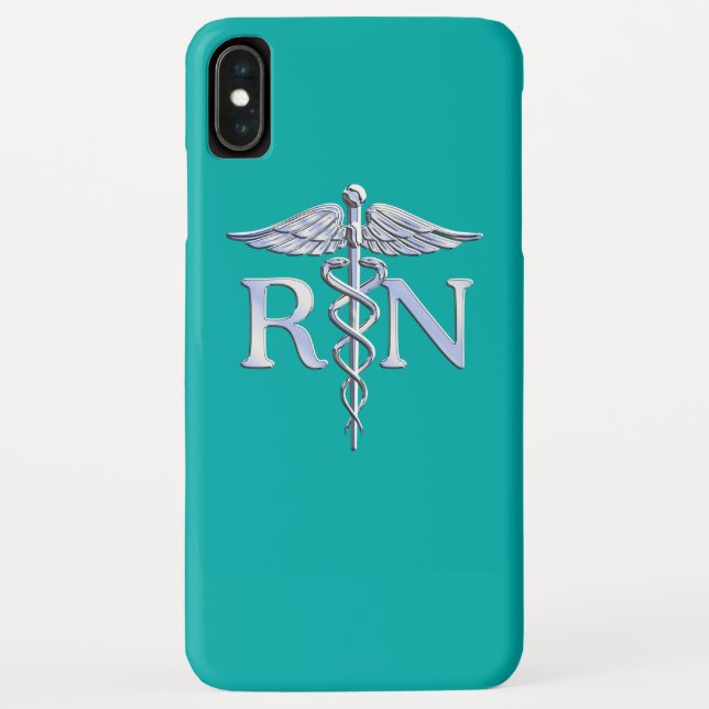 Registered Nurse RN Caduceus on Accent Turquoise Case-Mate iPhone Case (Back)