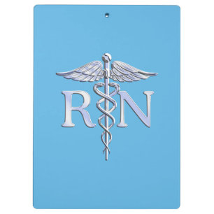 Registered Nurse RN Caduceus on Baby Blue Decor Clipboard