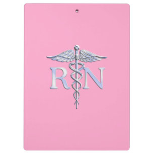 Registered Nurse RN Caduceus on Light Pink Decor Clipboard
