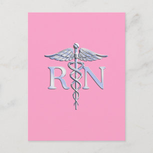 Registered Nurse RN Caduceus on Light Pink Decor Postcard
