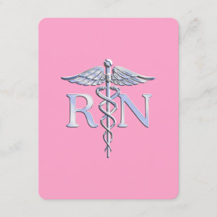 Registered Nurse RN Caduceus on Light Pink Enclosure Card