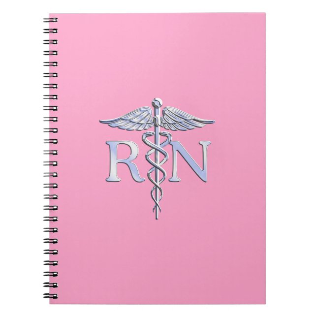 Registered Nurse RN Caduceus on Light Pink Spiral Notebook (Front)