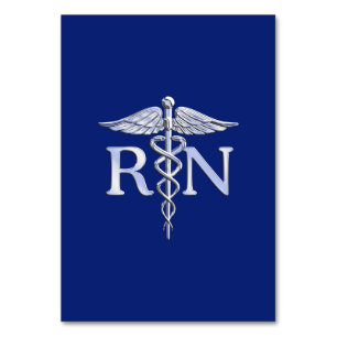 Registered Nurse RN Caduceus on Navy Blue Table Number