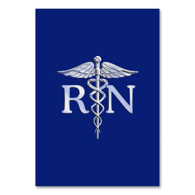 Registered Nurse RN Caduceus on Navy Blue Table Number (Front)