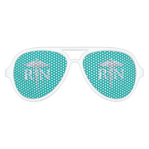 Registered Nurse RN Caduceus on Turquoise Aviator Sunglasses