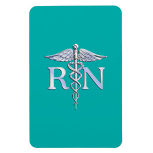 Registered Nurse RN Caduceus on Turquoise Magnet