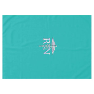 Registered Nurse RN Caduceus on Vibrant Turquoise Tablecloth