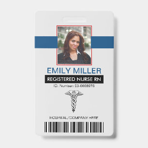 Registered Nurse RN caduceus photo template ID Badge