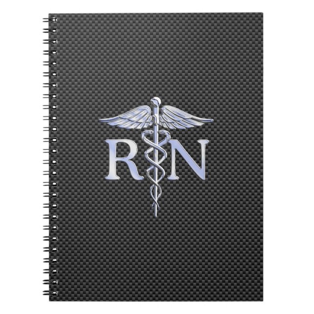 Registered Nurse RN Caduceus Snakes Carbon Notebook (Front)