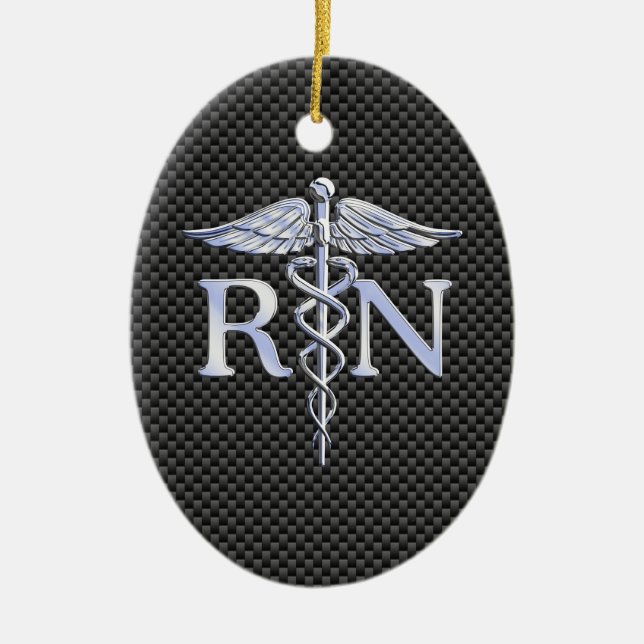 Registered Nurse RN Caduceus Snakes Decor Ceramic Tree Decoration (Front)