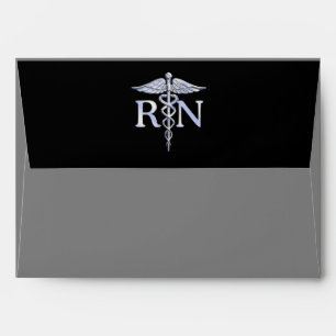 Registered Nurse RN Caduceus Snakes Solid Black Envelope
