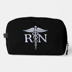 Registered Nurse RN Caduceus Snakes Style on Black Dopp Kit