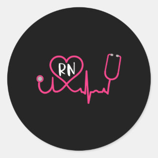 Registered Nurse Rn Ekg Stethoscope Heart Heartbea Classic Round Sticker