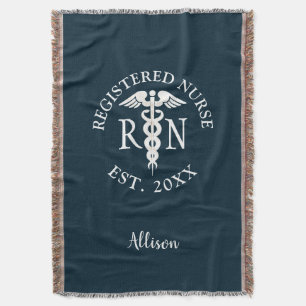 Registered Nurse RN Graduate Blue Personalised Throw Blanket