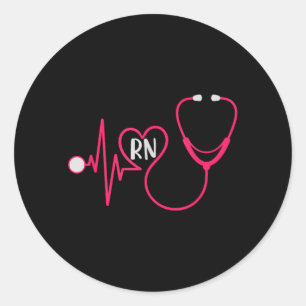 Registered Nurse Rn Heartbeat Ekg Stethoscope Classic Round Sticker