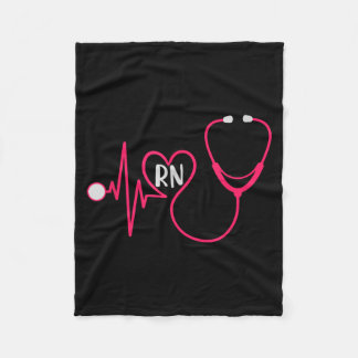 Registered Nurse Rn Heartbeat Ekg Stethoscope Fleece Blanket