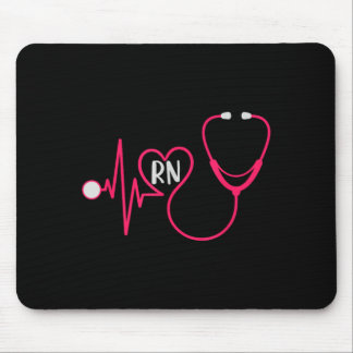 Registered Nurse Rn Heartbeat Ekg Stethoscope Mouse Pad