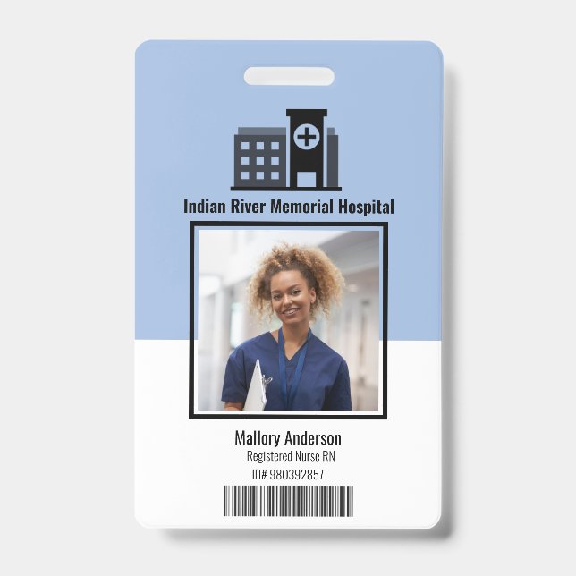 Registered Nurse RN Hospital ID Photo Badge (Front)
