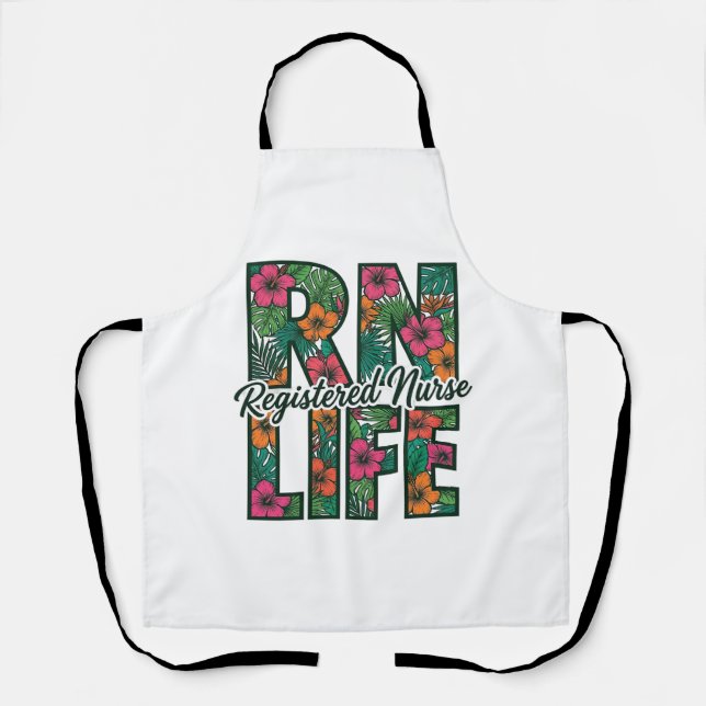 Registered Nurse RN Life Floral Vector Design_1 Apron (Front)