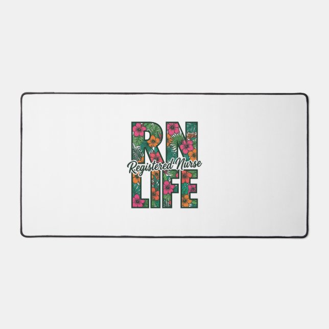 Registered Nurse RN Life Floral Vector Design_1 Desk Mat (Front)