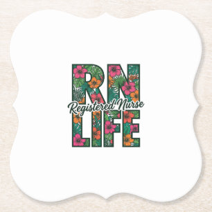 Registered Nurse RN Life Floral Vector Design_1 Paper Coaster