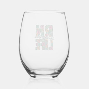 Registered Nurse RN Life Floral Vector Design_1 Stemless Wine Glass