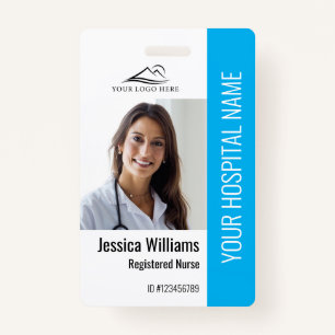 Registered Nurse RN Medical Blue Photo ID Work  ID Badge