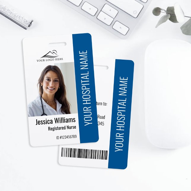 Registered Nurse RN Medical Blue Photo ID Work ID Badge (Creator Uploaded)