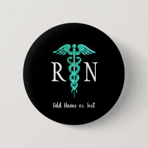 Registered Nurse RN Medical Caduceus Personalised 6 Cm Round Badge