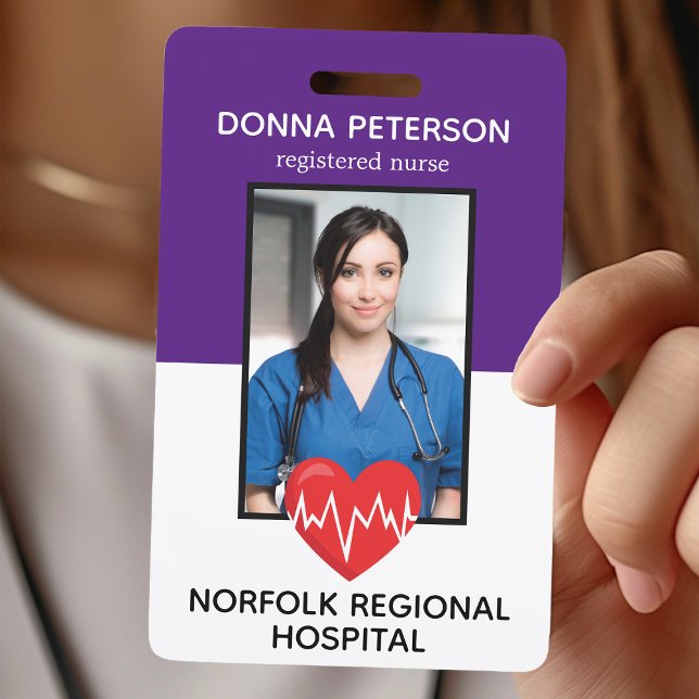 Registered Nurse RN Medical Purple Photo ID Work ID Badge (Creator Uploaded)