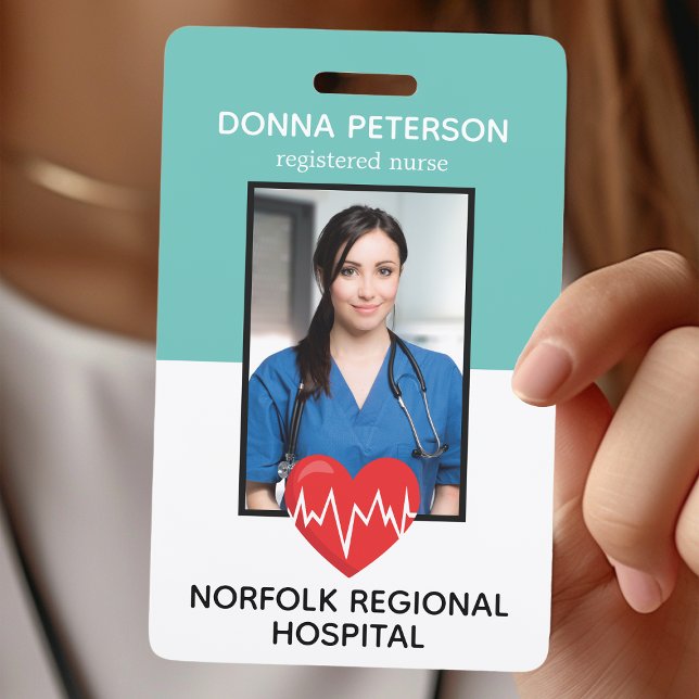 Registered Nurse RN Medical Teal Photo ID Work ID Badge (Creator Uploaded)