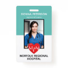 Registered Nurse RN Medical Teal Photo ID Work