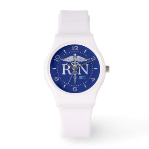 Registered Nurse RN Navy Blue Monogram Dial Watch