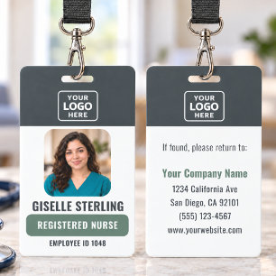 Registered Nurse RN Photo Badge with Logo ID Badge