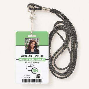 Registered nurse RN sage green photo template ID Badge