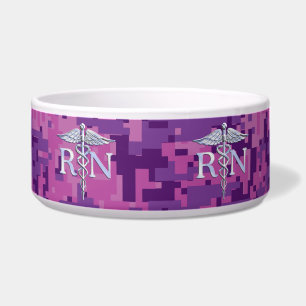 Registered Nurse RN Silver Caduceus Fuchsia Camo
