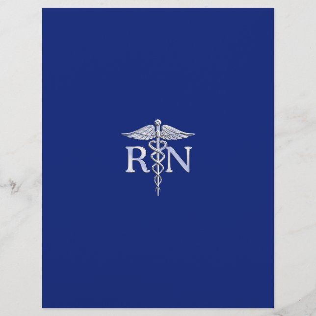 Registered Nurse RN Silver Caduceus Navy Blue deco (Front)