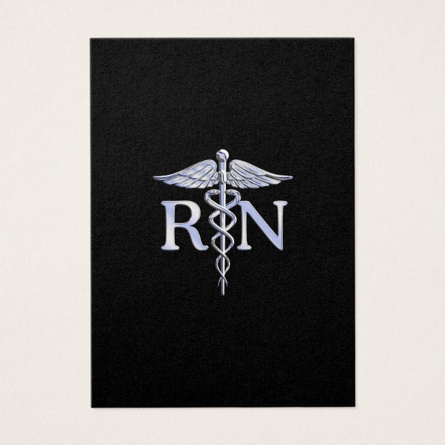 Registered Nurse RN Silver Caduceus on Black (Front)