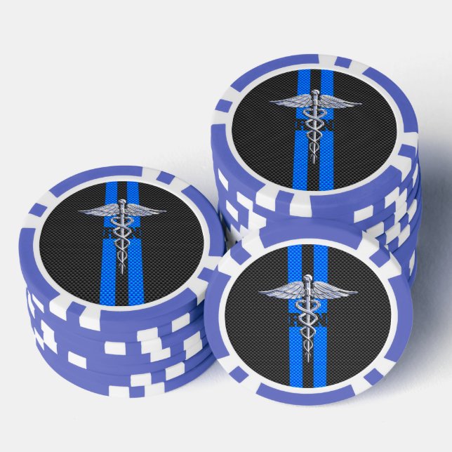 Registered Nurse RN Silver Caduceus Poker Chips (Stack)