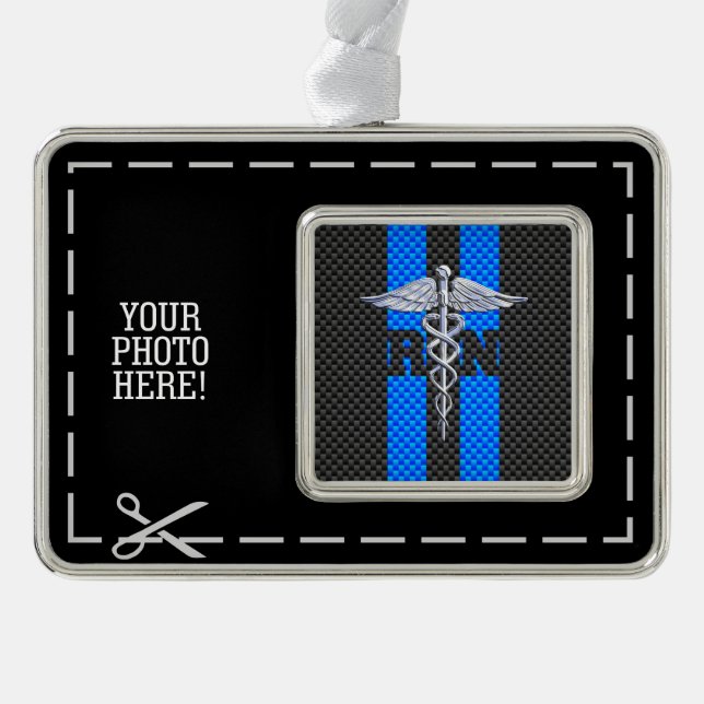 Registered Nurse RN Silver Caduceus Silver Plated Framed Ornament (Front)