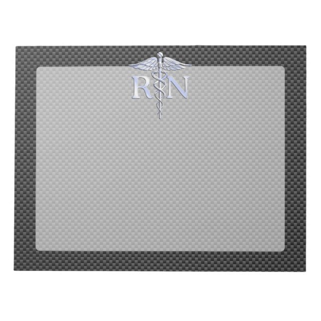 Registered Nurse RN Silver Caduceus Snakes Notepad (Front)