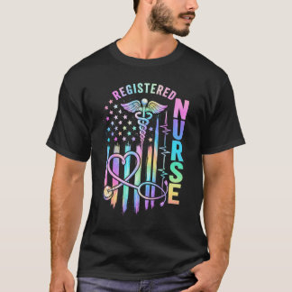 Registered Nurse RN Stethoscope EKG Medical Flag N T-Shirt